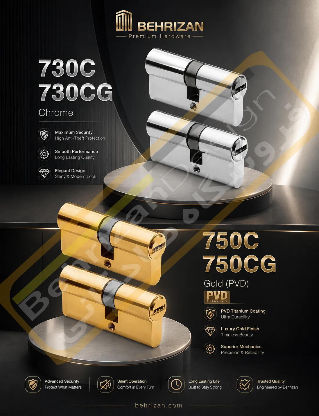 سیلندر قفل بهریزان مدل 700C و 700CG